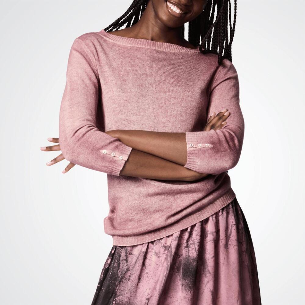 NEW AVANT TOI hand painted boatneck pullover in blossom